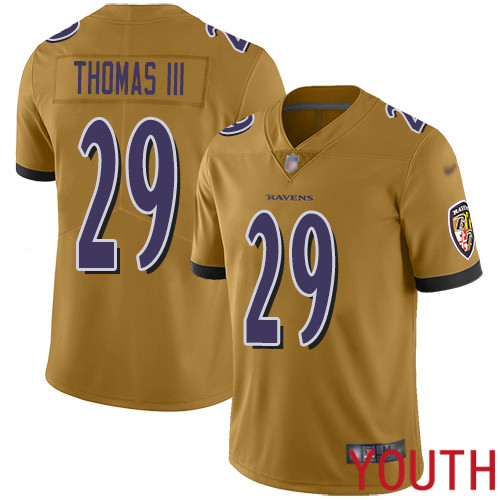 Baltimore Ravens Limited Gold Youth Earl Thomas III Jersey NFL Football #29 Inverted Legend